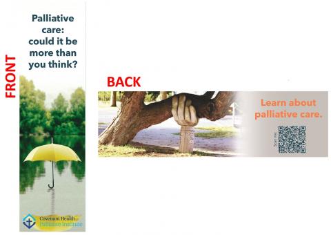Front and back images of the Understanding Palliative Care bookmark